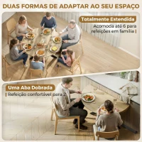 HOMCOM Mesa de Cozinha Redonda Dobrável para 2-6 Pessoas com Aba Rebatível Estrutura de Aço em X Duplo Ø110x76 cm Madeira(m-4)