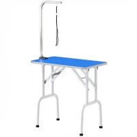 PawHut Mesa de Peluquería Canina Plegable con Encimera Antideslizante Brazo Ajustable 81x48,5x80 cm Azul(m-11)