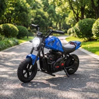 AIYAPLAY Moto Cross Elétrica Infantil Estilo Harley 24V Motor 180W, 6-12 Anos, Pneus de 30 cm em Borracha, Azul(m-5)