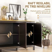 HOMCOM Dulap cu 2 Compartimente și 2 Rafturi Reglabile pe 3 Nivele, 120 x 40 x 70 cm, Negru și Lemn(m-5)