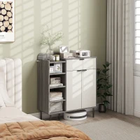 HOMCOM Modern and Minimal 12 Shoe Storage Cabinet - Grey/White(m-9)