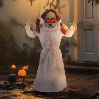 HOMCOM Horrorpuppe, Helloweendeko, aktiviert mit Geräusche/Berührung, rote Augen, Sound, 76 cm(m-10)