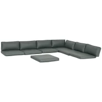 Outsunny Replacement Cushions for Rattan Furniture - 14 Piece Outdoor Seat Cushion Pad Set for Patio Conversation Set, Includes 7 Seat Cushions and 7 Back Cushions, Grey(m-21)