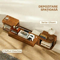 HOMCOM Mobilier TV Suspendat până la 50" cu Prize, USB și Tip C, Sertar și Rafturi, 120x24x22.4 cm, Nuc(m-5)