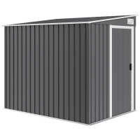 Outsunny Capanno Attrezzi in Metallo 1.5x2m con Base, Porta Scorrevole e Tetto Inclinato, Grigio Scuro(m-1)
