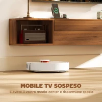 HOMCOM Mobile Porta TV fino 50" Sospeso con Prese di Corrente, USB e Tipo C, Cassetto e Ripiani, 120x24x22.4 cm, Noce(m-6)