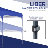 Outsunny Pavilion Pliabil 2.5x2.5 m cu Înălțime Reglabilă, Saci de Nisip și Geantă cu Roți, Albastru(m-6)