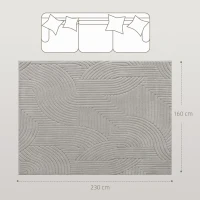 HOMCOM Tapis salon 230 x 160 cm, tapis à poils épais géométrique, moelleux et antidérapant, gris(m-3)