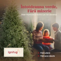 HOMCOM Brad de Crăciun artificial de 210 cm, ignifug, cu 2942 de crengi realiste și bază pliabilă din metal(m-4)