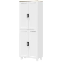 HOMCOM Freestanding Kitchen Cupboard, 4-Door Storage Cabinet Organiser with Adjustable Shelves White Wood Effect(m-10)
