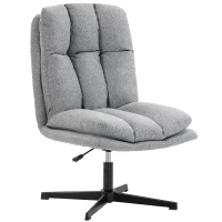 HOMCOM Sedia per Soggiorno Girevole in Tessuto Effetto Lino e Metallo, 63x75x92-102 cm, Grigio Chiaro(m-22)