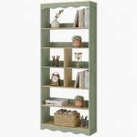 HOMCOM Bibliothèque, étagère de rangement à 6 niveaux avec 6 compartiments ouverts, 76 x 23,8 x 180 cm, bois naturel et vert(m-13)