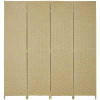 HOMCOM Wave Fibre Freestanding Folding Privacy Screen Panels, Room Divider, Brown(m-10)