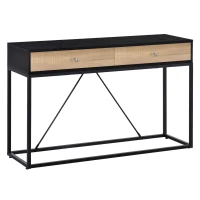 HOMCOM Table de Console Table d'entrée Moderne pour Salon 2 tiroirs cadre en métal dim. 120 x 35 x 75 cm(m-12)