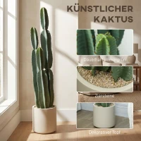 HOMCOM Kunstpflanze Kaktus Pflanzen groß 111 cm künstliche Pflanzen im Topf für Büro Wohnzimmer(m-4)