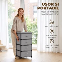 HOMCOM Comodă cu Cadru din Oțel, 42 X 32 X 80 Cm, Gri și Negru(m-7)