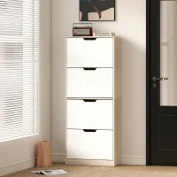 HOMCOM Dulap Subțire pentru Pantofi cu 4 Sertare pentru 20 de Perechi de Pantofi 62.5x26x156 cm, Culoare Lemn și Alb(m-12)