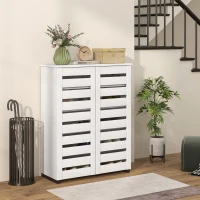 HOMCOM Mobilier pentru Pantofi cu 5 Nivele și 4 Rafturi Ajustabile, Uși cu Lamele, din Lemn, 76x33Px98 cm, Alb(m-10)