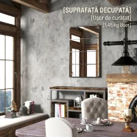 HOMCOM Oglindă de perete în stil industrial cu 4 cârlige, din sticlă multistrat, metal și MDF, 109x2x69 cm, negru(m-7)