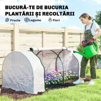 Outsunny Seră de Grădină cu Ferestre Rulabile, Husă Plastic Anti-UV, 200 x 100 x 80 cm, Alb(m-7)