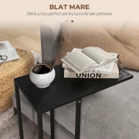 HOMCOM Măsuță de Cafea Înaltă și Industrială în Formă de C din Oțel, 46x26x60 cm, Negru(m-4)