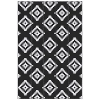 Covor de Exterior Outsunny pentru Balcon și Terasă Reversibil cu Motiv Geometric, 2.74x1.82 m, Negru și Alb(m-11)