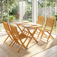 Outsunny Set da Pranzo da Giardino 5 Pezzi, Tavolo e 4 Sedie Pieghevoli(m-9)