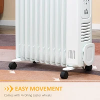 HOMCOM 2500W Digital Display Oil Filled Radiator, 11 Fin Portable Electric Heater with Timer, Adjustable Thermostat, Three Heat Settings, Safety Cut Off, Remote, White(m-7)