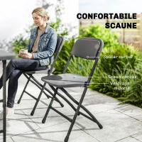 Outsunny Set Masă Reglabilă și 4 Scaune de Grădină Pliabile din HDPE cu Efect de Lemn, Gri Închis(m-6)