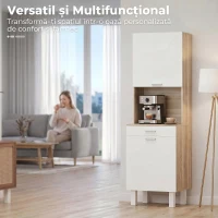 HOMCOM Mobilier Bucătărie 174 cm cu Sertar, Rafturi, Blat și Orificiu pentru Cabluri(m-8)