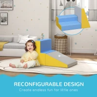 HOMCOM 2 Piece Soft Play Set for Toddler Climb and Crawl, for 12-36 Months, Grey(m-4)