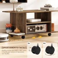 HOMCOM Mobile Porta TV Moderno con Ripiani, Ruote Girevoli e Freni, 80x40x40 cm, Color Noce(m-5)