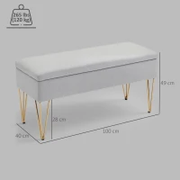 HOMCOM Banco Pie de Cama Tapizado en Lino Sintético con Patas de Acero y Asiento Acolchado Gris Claro(m-3)