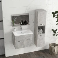 Kleankin Set Mobilier Baie – 3 Piese: Oglinda, Chiuveta, Dulap Depozitare(m-9)