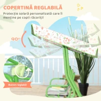 AIYAPLAY Balansoar pentru Copii de Exterior cu 2 Locuri cu Copertină Reglabilă și Centuri de Siguranță, 112x75x120 cm, Verde(m-5)