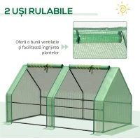 Outsunny Seră de Grădină cu Acoperire din PE Întărit și Cadru din Oțel, 180x90x90 cm, Verde(m-7)