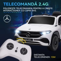 HOMCOM Mașinuță Electrică pentru Copii 3-8 Ani cu Telecomandă, Faruri și Claxon, 111,5x69x52,5 cm, Alb și Negru(m-5)