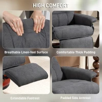 HOMCOM Reclining Swivel Chair, with Footrest - Grey(m-7)