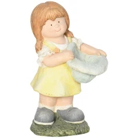 Outsunny Gartenfigur "Mädchen mit Hut", Gartendekoration, wetterbeständig, 27 cm x 21 cm x 45 cm(m-1)
