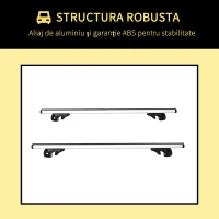 HOMCOM Bare transversale auto 135 cm, portbagaj blocabil cu 2 chei, compatibile cu șine laterale de 120 cm, argintie(m-4)