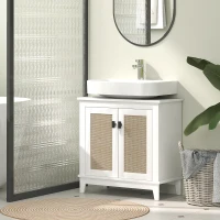 HOMCOM Mueble para Debajo del Lavabo con 2 Puertas 2 Estantes y Sistema Antivuelco para Cuarto Baño 60x30x60 cm Blanco(m-10)