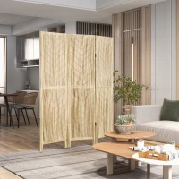 HOMCOM Paravento da Interno Pieghevole a 3 Ante a Spina di Pesce in Legno, 120x1.6x170 cm(m-6)