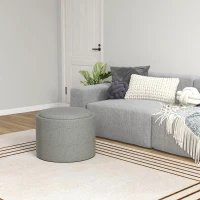 HOMCOM Pouf Contenitore Effetto Lino da 120 kg max con Vassoio a Ribalta, in MDF, 56x56x42 cm, Grigio(m-10)