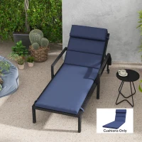 Outsunny Cojín para Tumbona de Algodón 196x63x6 cm con Tela Hidrófuga Cojín de Asiento y Respaldo Azul Oscuro(m-10)