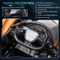HOMCOM Mașină Electrică pentru Copii Lamborghini cu Telecomandă, Faruri LED și Muzică, Vârsta 3+ Ani, Portocalie(m-5)