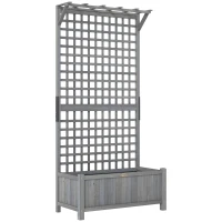 Outsunny Hochbeet mit Spalier und Dach, Pflanzkasten, Blumenbeet, wetterfest, Holz, 90 x 45 x 183 cm, Dunkelgrau(m-1)