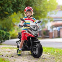 AIYAPLAY Motocicletă electrică pentru copii 3-6 ani cu licență Honda, faruri, muzică și roți ajutătoare, 107x46x75 cm, roșie(m-10)