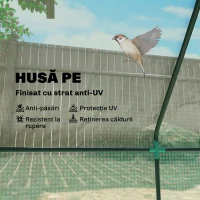 Outsunny Seră Mică cu 2 Ferestre Laterale și Fereastră Centrală, din Oțel, PE și PP, 240x90x90 cm, Verde(m-4)