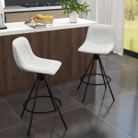 HOMCOM Conjunto de 2 Bancos Altos com Assento Giratório Estofados com Tato de Linho e Encosto e Pés de Aço 41,5x47,5x90 cm Cinza Claro(m-10)