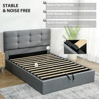 HOMCOM 5ft King Ottoman Bed with Gas Lift Storage - Grey(m-7)